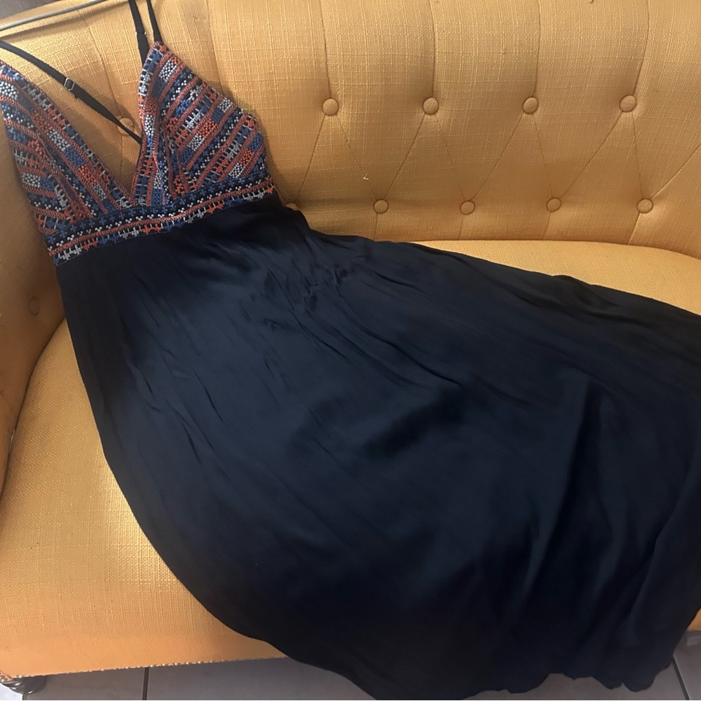Elegant Black and Multicolor Embellished Dress